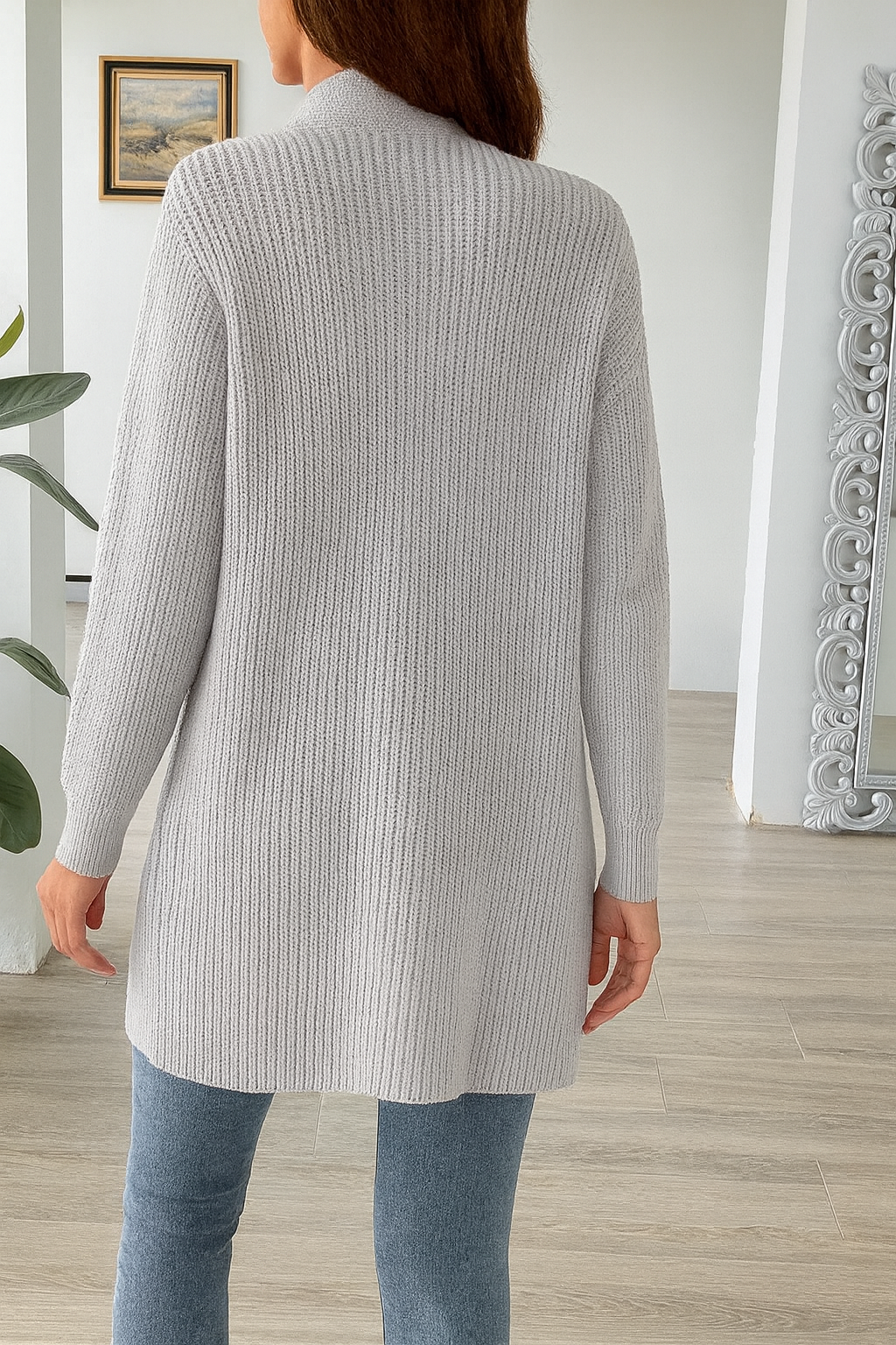 Beautiful ribbed knitted cardigan - Warm and comfortable - One Size