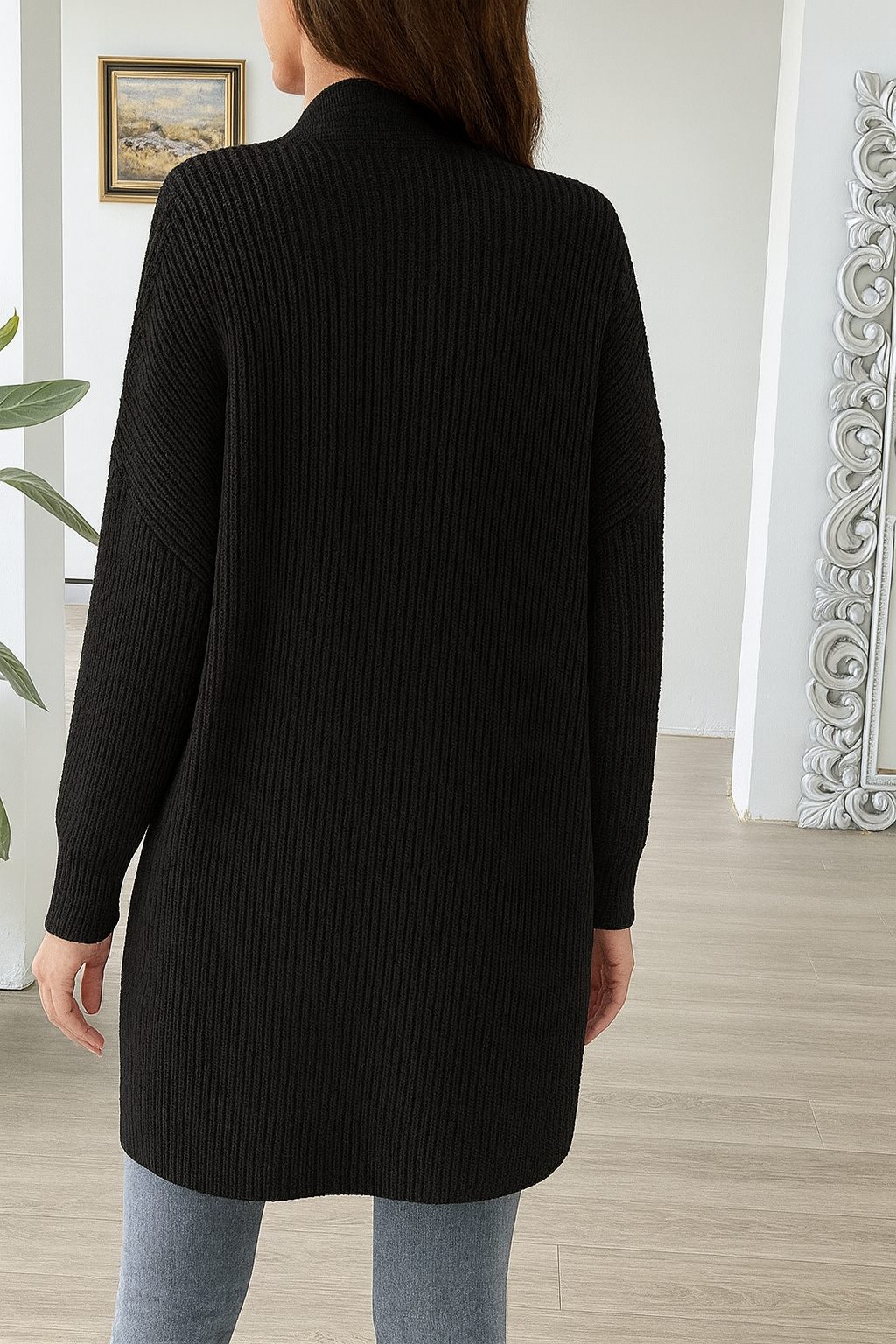 Beautiful ribbed knitted cardigan - Warm and comfortable - One Size