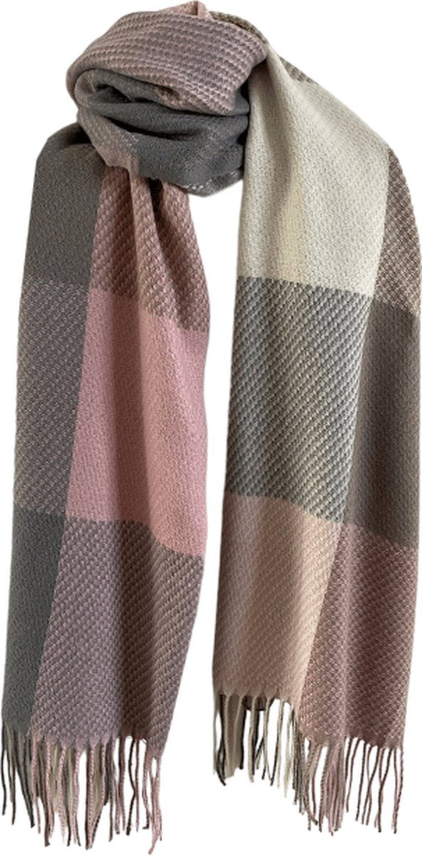 Checkered Winter Shawls with Tassel 190x70 cm