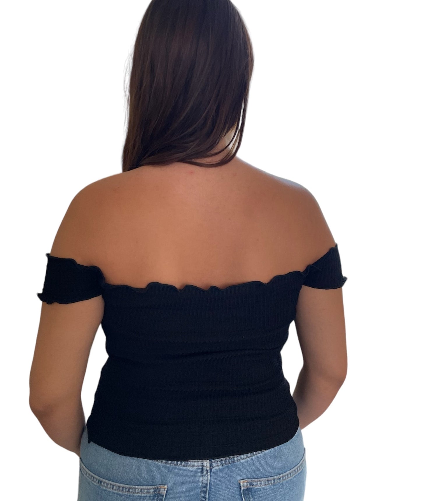 Geribbelde Off-Shoulder Tops Dames