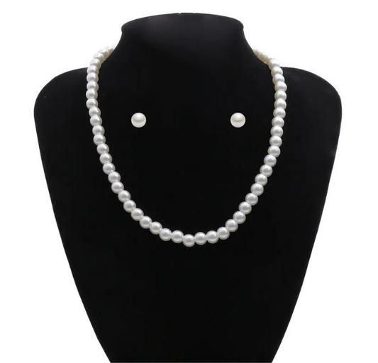 Pearl Necklace & Earrings