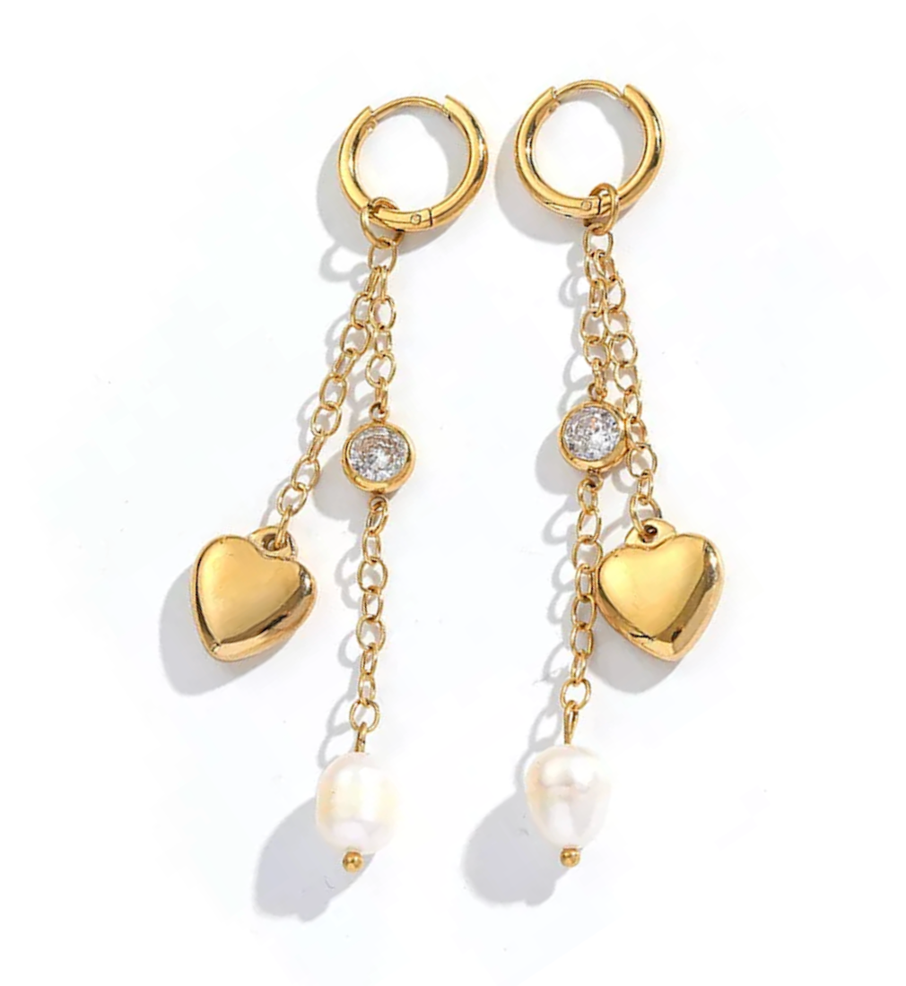 Attract Heart Earrings 925 Sterling Silver and 18k Gold Plated