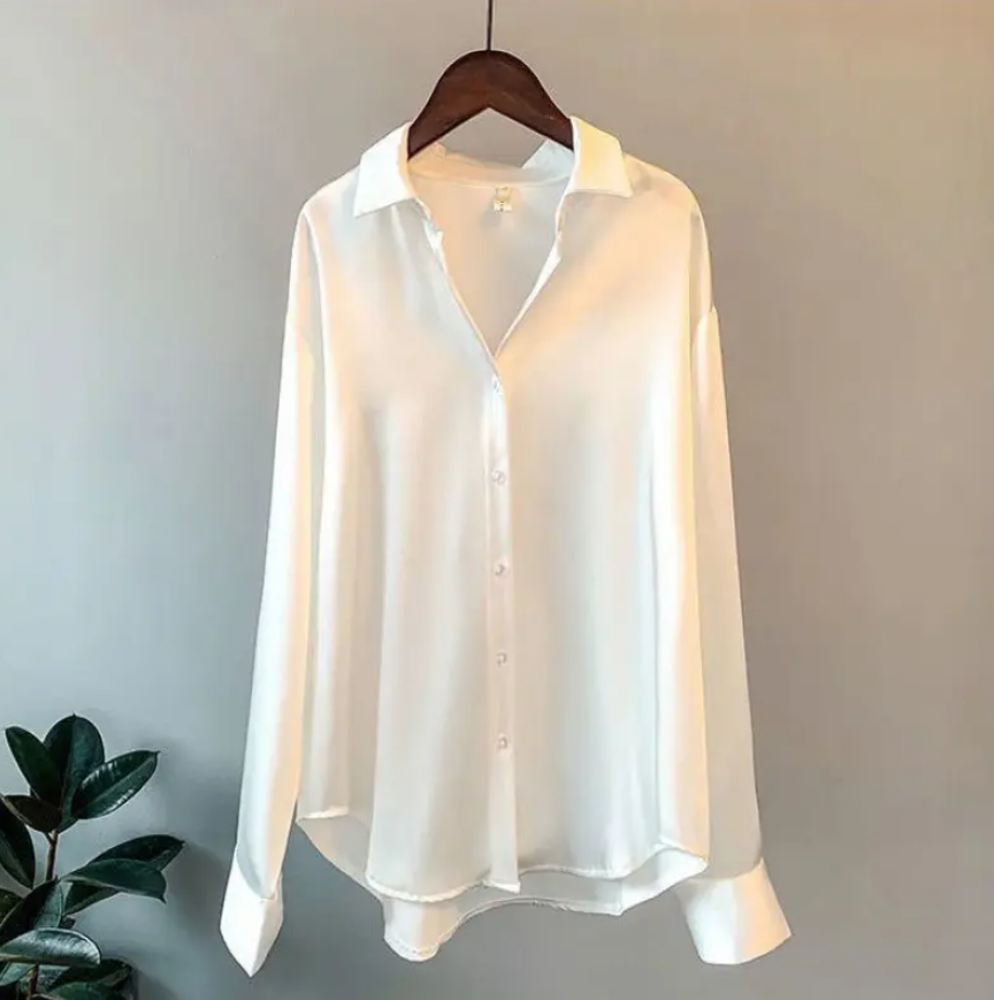 Dames Satijnen Overhemd Blouse